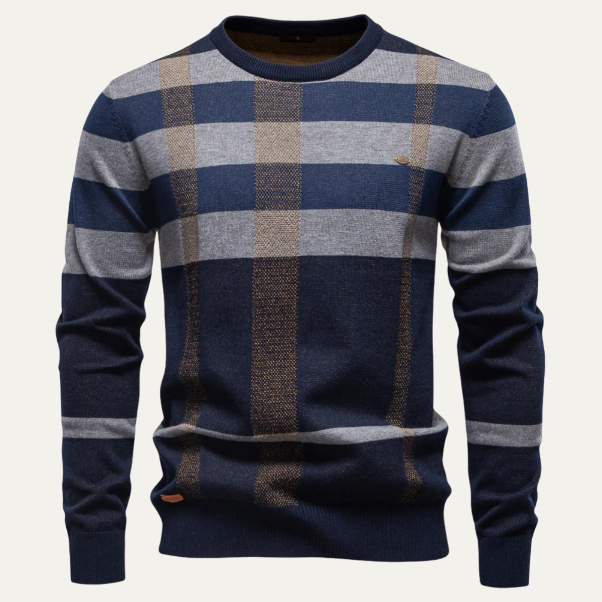 Classic Mens Plaid Crew Neck Sweater - OutfitLondon