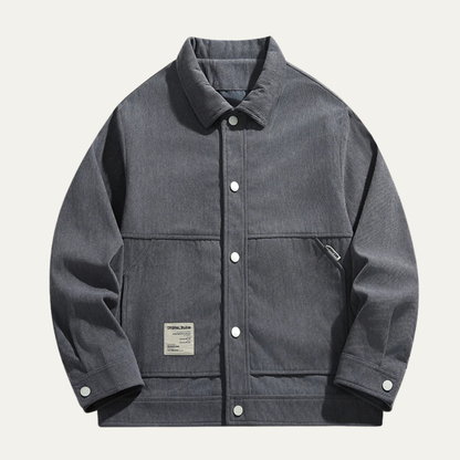 Rustic Men's Corduroy Button Down Jacket with Lapel Collar