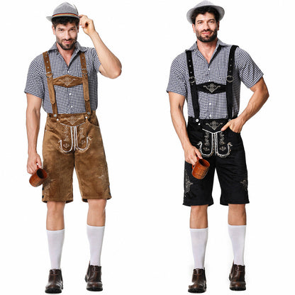 Men's Classic Leather Strap Traditional Costume Pants