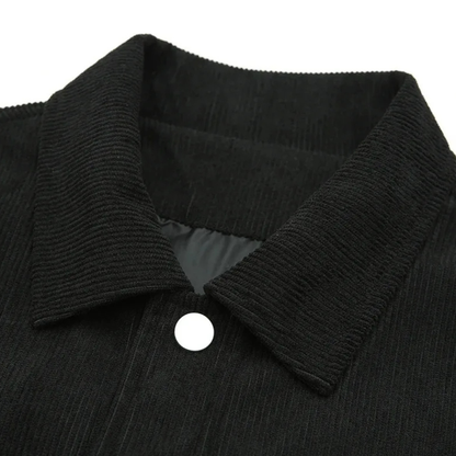 Rustic Men's Corduroy Button Down Jacket with Lapel Collar