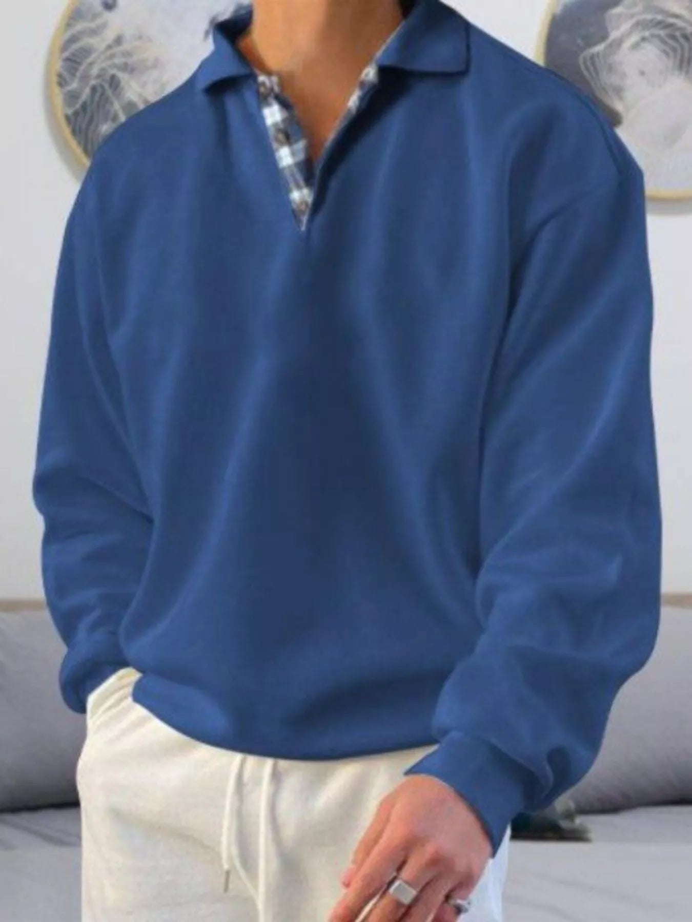 Large Mens Traditional Long Sleeve Polo Shirt