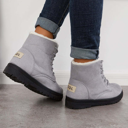 Comfort Warm Fur Flat Waterproof Snow Ankle Boots Cotton Lined Winter Booties