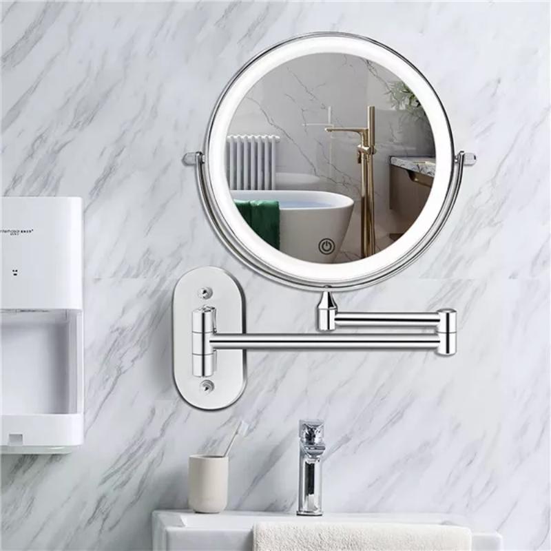 Compact Silver LED Travel Makeup Mirror Rechargeable - OutfitLondon