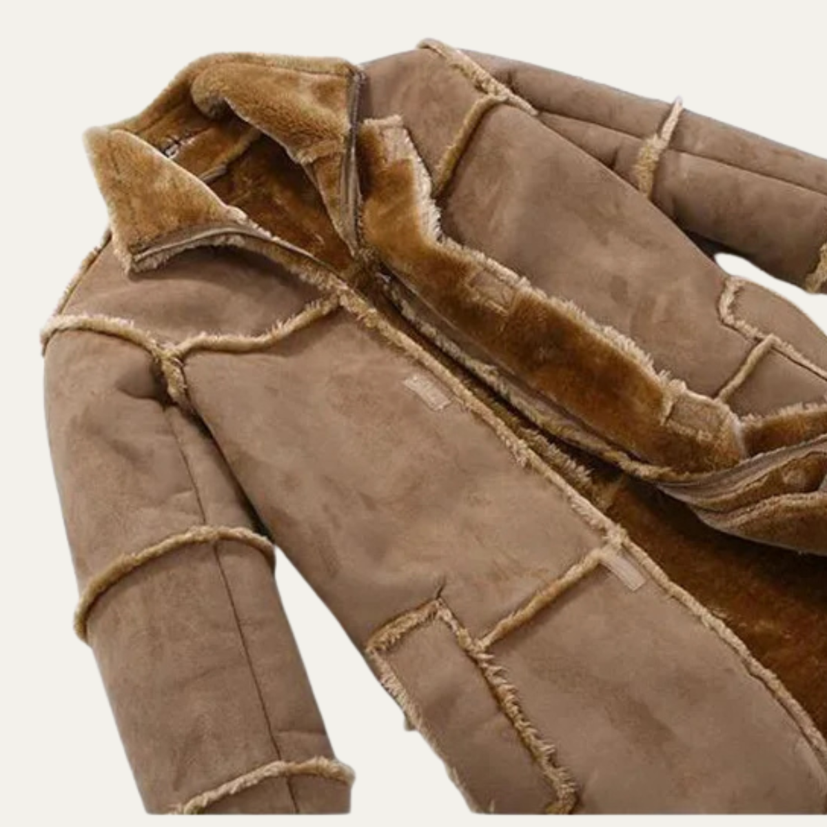 Warm Suede Leather Shearling Coat for Men