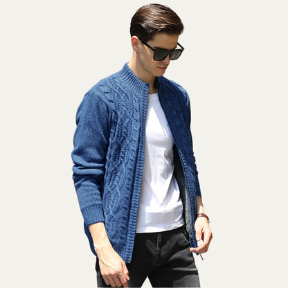 Cozy Mens Thick Fleece Knit Wool Sweater Cardigan