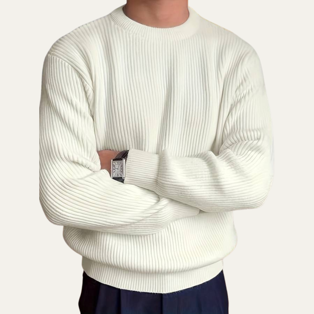 Traditional Men's Cable Knit Crew Neck Sweater
