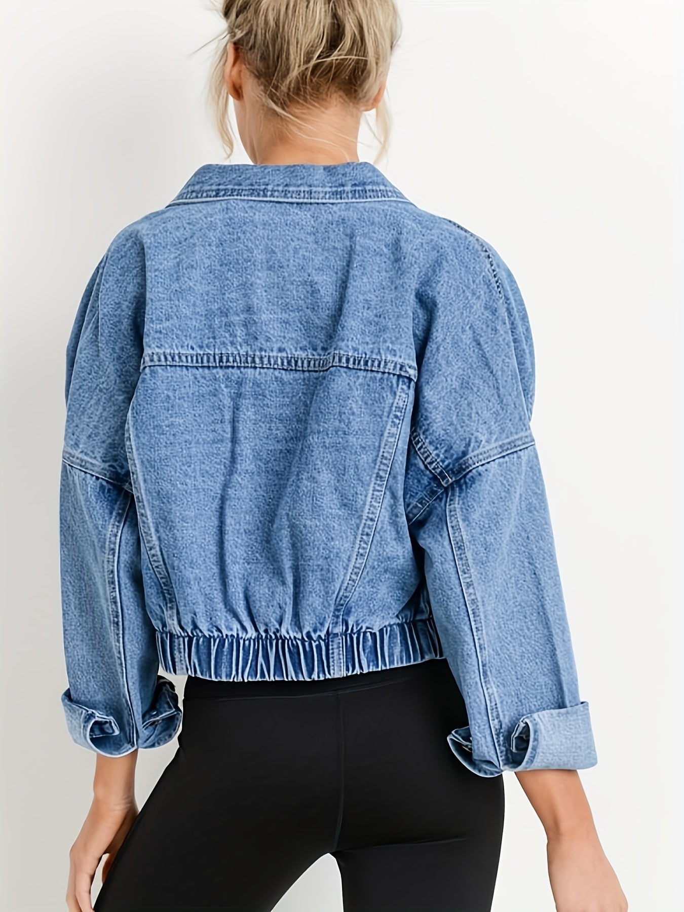 Classic Navy Jean Jacket with Collar