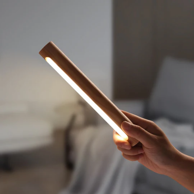 Rotatable Wooden LED Wall Lamp - Magnetic Detachable & Stepless Dimming Rechargeable Wall Light