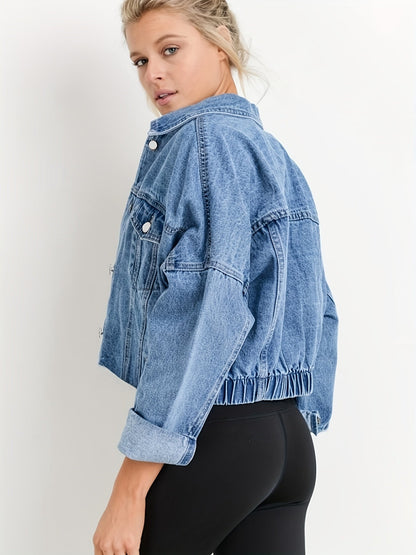 Classic Navy Jean Jacket with Collar