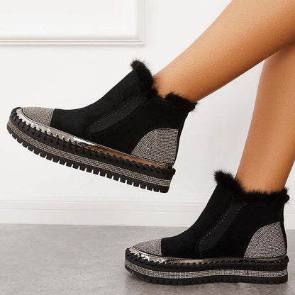 Warm Fur Lined Slip on Loafers Non Slip Ankle Boots