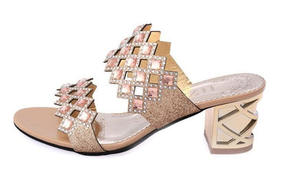 Chunky Heel Sandals For Women Comfy Rhinestone Light Fashionable Footwear