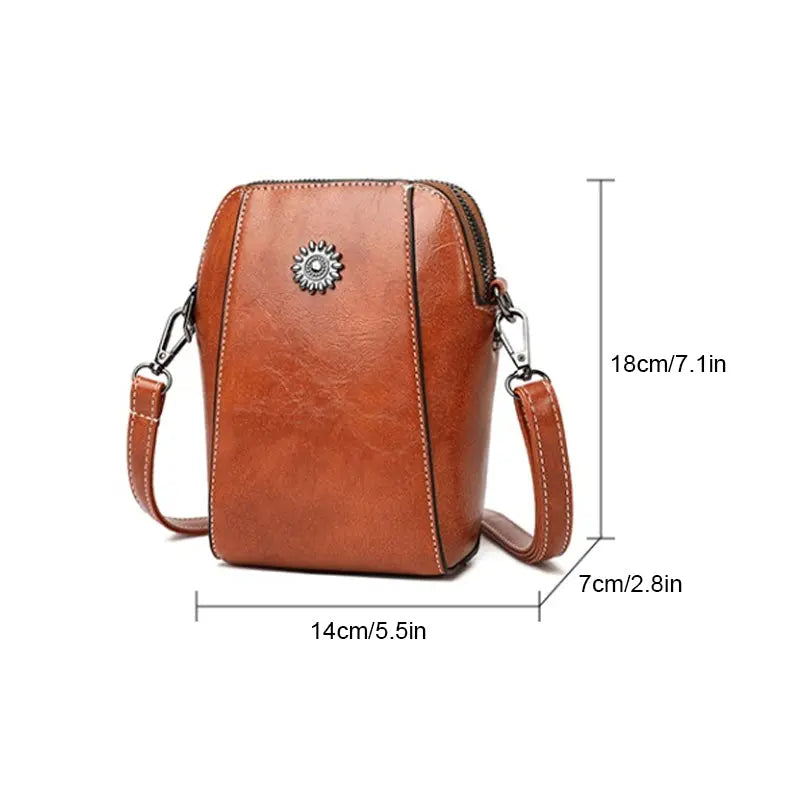 Stylish Leather Crossbody Bag – Small & Timeless
