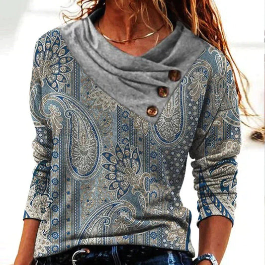 Women's Pretty Flower Long Sleeve Casual Top - OutfitLondon