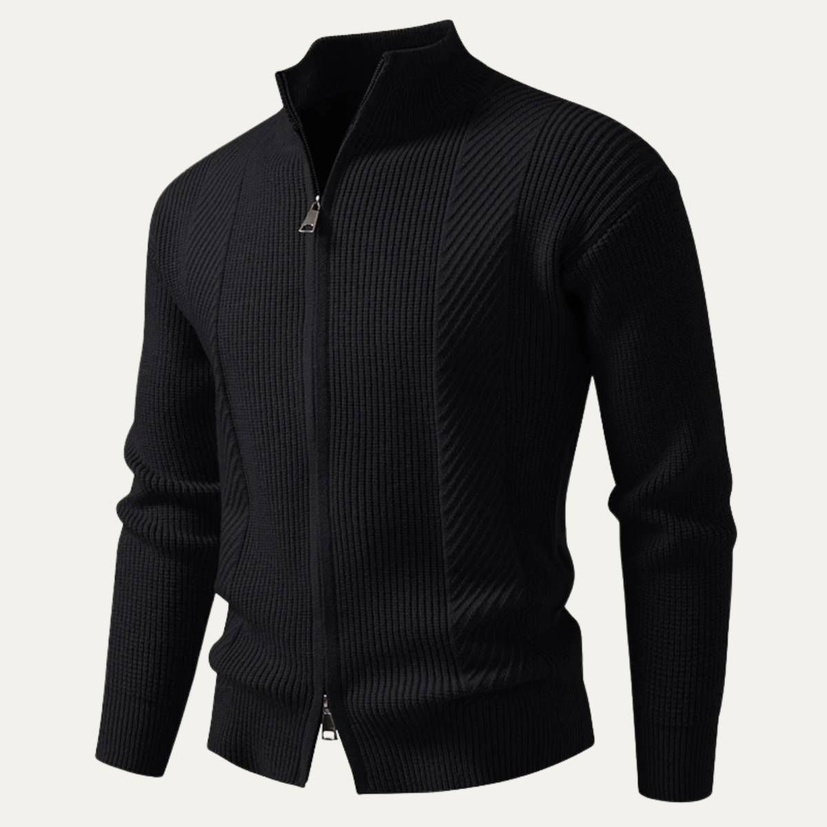 Men's Cozy Ribbed Zipper Cardigan Sweater