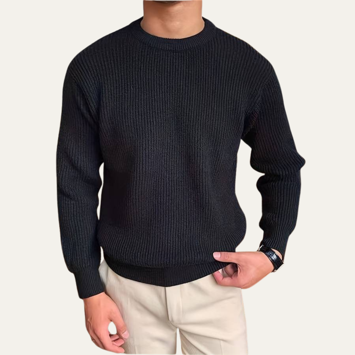 Traditional Men's Cable Knit Crew Neck Sweater
