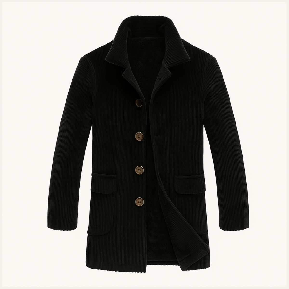 Classic Mens Retro Corduroy Trench Coat with Buttons - OutfitLondon