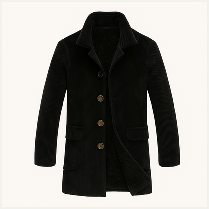 Classic Mens Retro Corduroy Trench Coat with Buttons - OutfitLondon