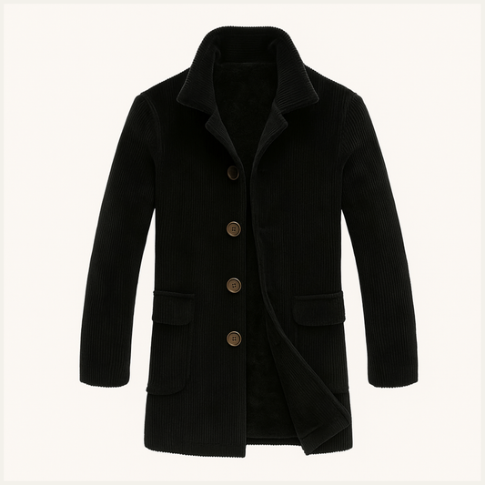 Classic Mens Retro Corduroy Trench Coat with Buttons - OutfitLondon