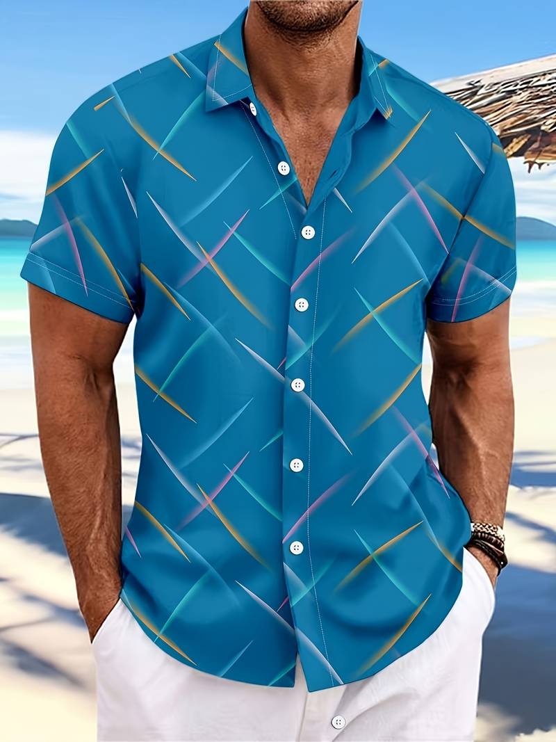 Trendy Mens Button Down Short Sleeve Shirt