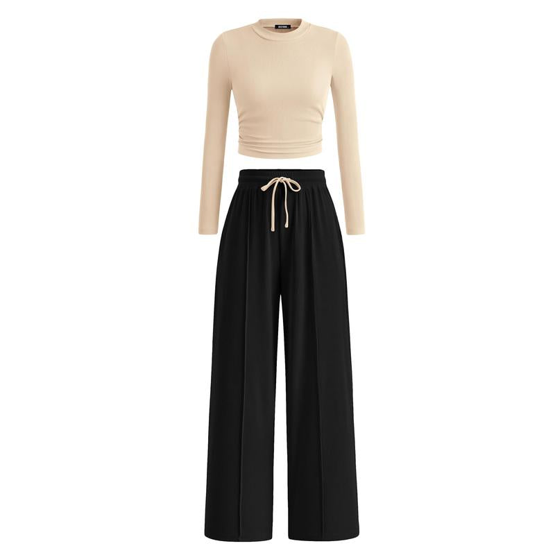 Soft Knit Long Sleeve Crop Top and Legging Set