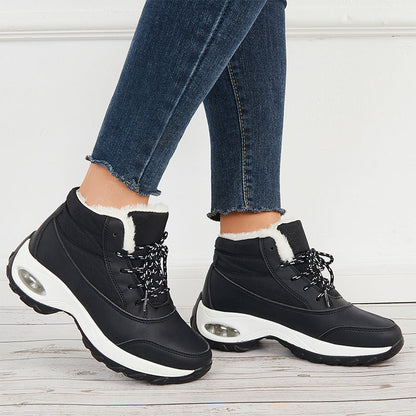 Women Air Cushion Sneakers Boots Warm Fur-Lining Booties