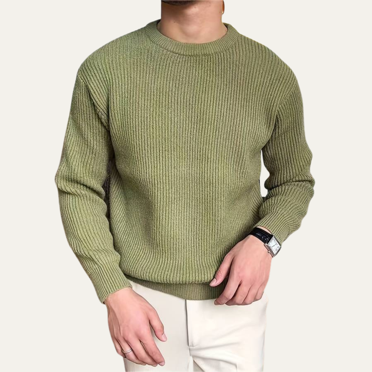 Traditional Men's Cable Knit Crew Neck Sweater