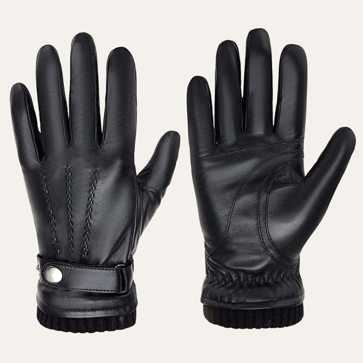 Warm Men's Fleece Lined Leather Gloves - OutfitLondon