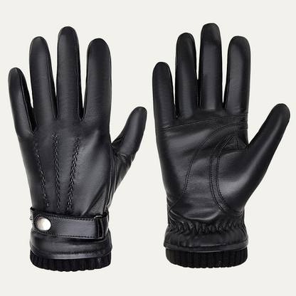 Warm Men's Fleece Lined Leather Gloves - OutfitLondon