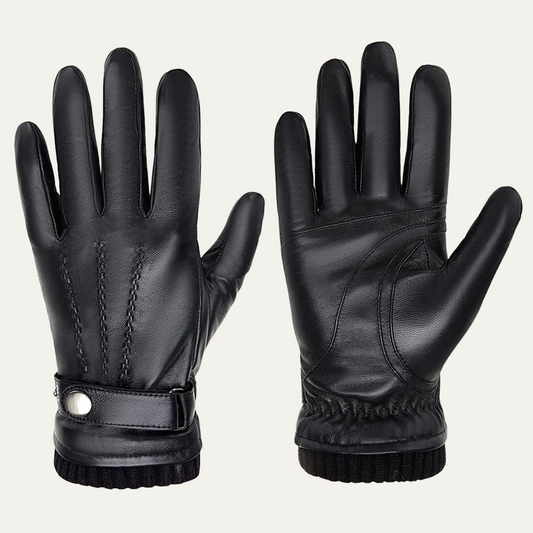 Warm Men's Fleece Lined Leather Gloves - OutfitLondon
