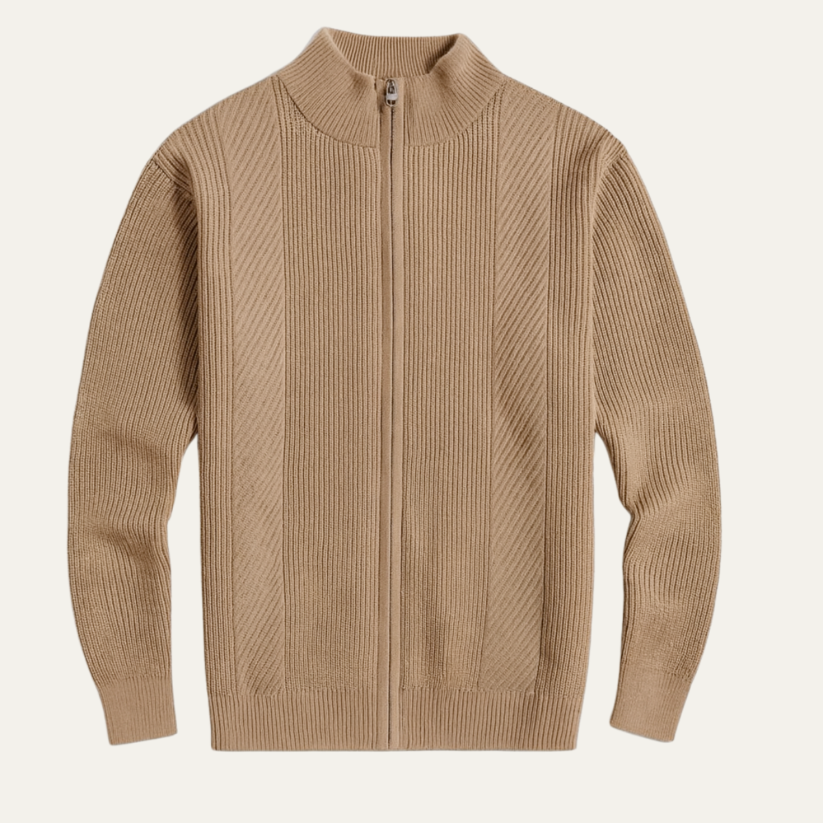 Men's Cozy Ribbed Zipper Cardigan Sweater - OutfitLondon