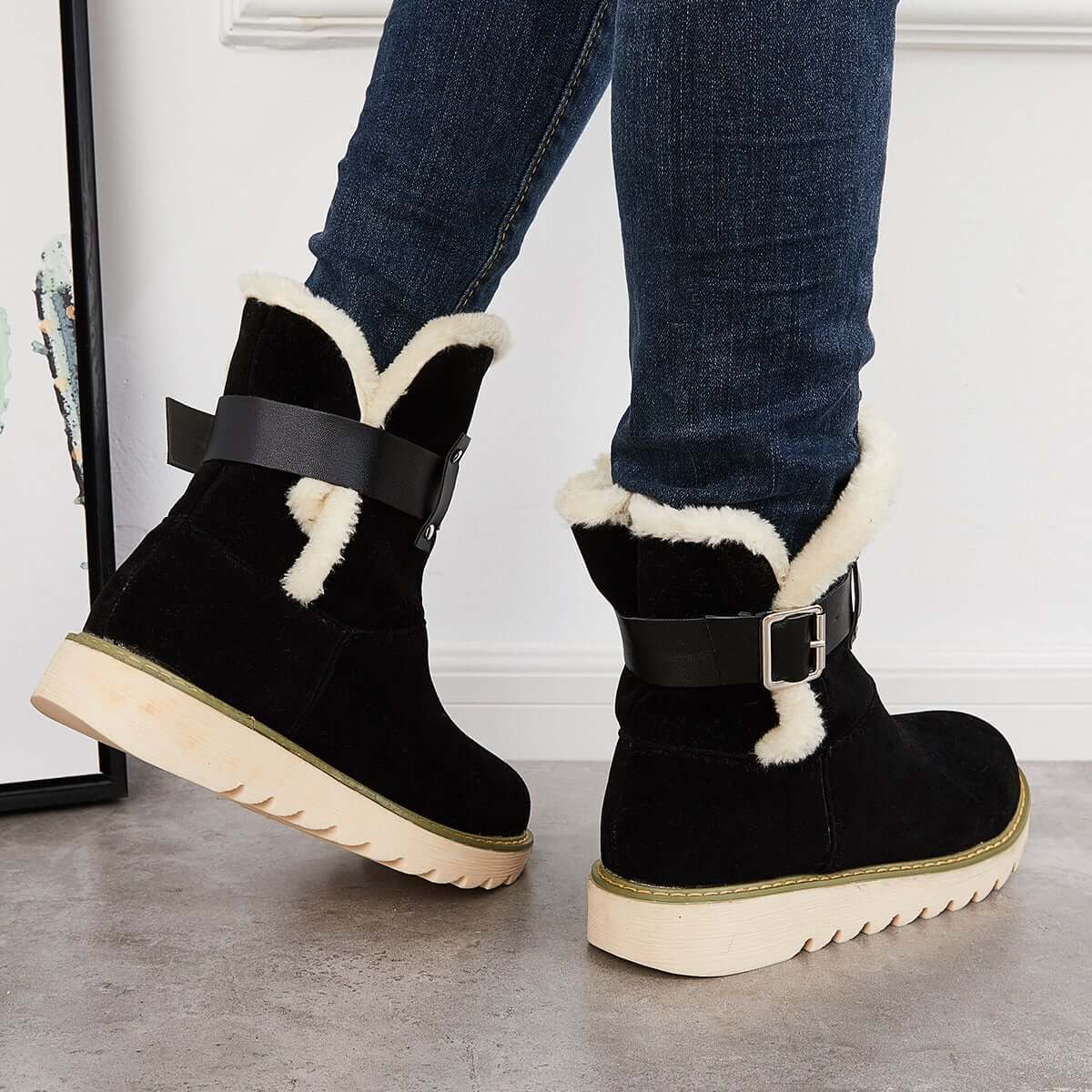 Warm Non Slip Ankle Snow Boots Winter Fur Lining Booties8945