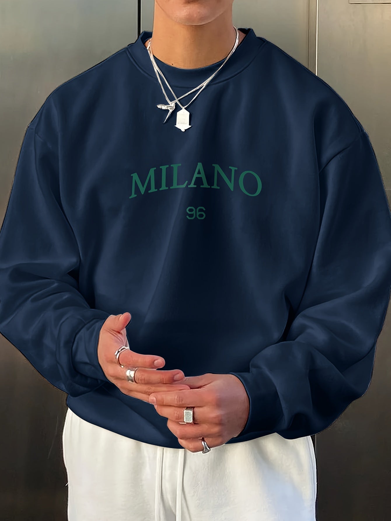 Casual Mens Sweatshirt with Milan Style Graphic Print