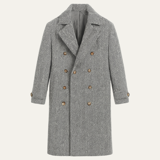 Classic Men's Wool Double Breasted Overcoat - OutfitLondon