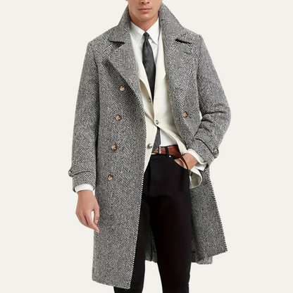 Classic Men's Wool Double Breasted Overcoat