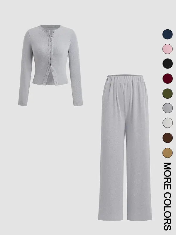 Comfy Women's Crop Top and Legging Lounge Set - OutfitLondon