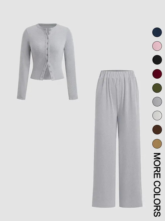 Comfy Women's Crop Top and Legging Lounge Set - OutfitLondon
