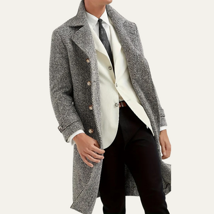 Classic Men's Wool Double Breasted Overcoat