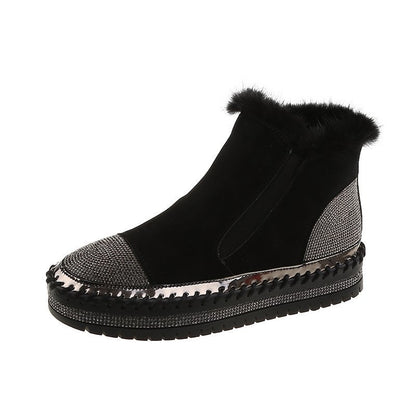 Warm Fur Lined Slip on Loafers Non Slip Ankle Boots