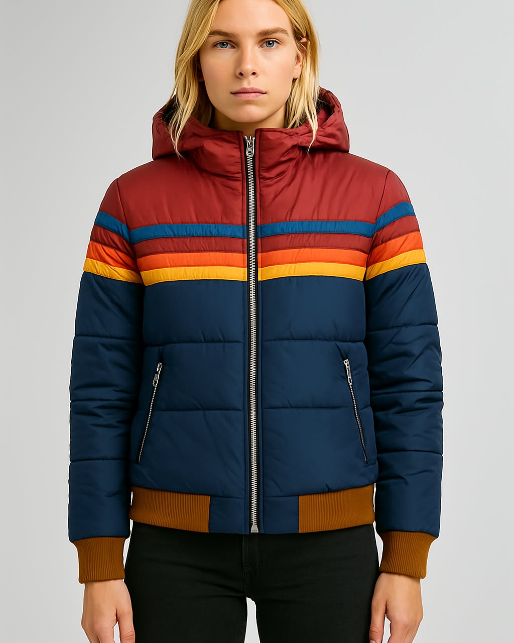 Warm Hooded Down Women's Coat - OutfitLondon