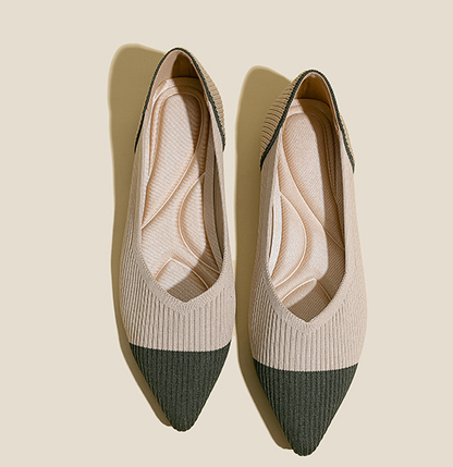 Comfortable Classy Knit Cap Toe Flats-Apricot green