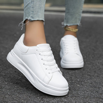 White Orthopedic Leather Sneakers for Women