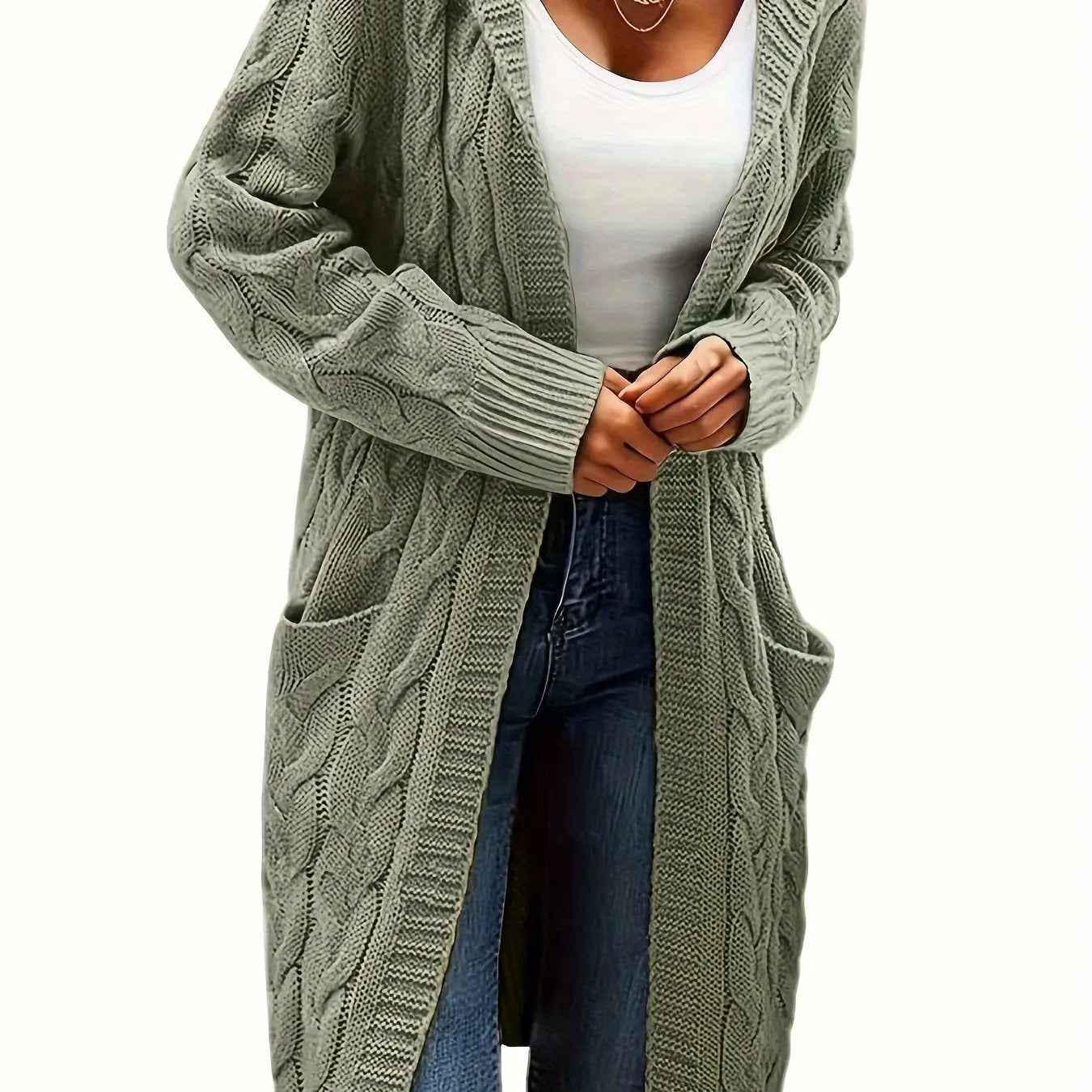 Cozy Open Front Winter Cardigan with Pockets