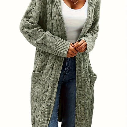 Cozy Open Front Winter Cardigan with Pockets
