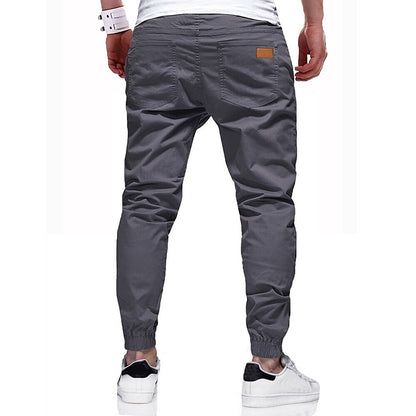 Men's Cargo Pants Joggers Trousers Drawstring Elastic Waistband Stylish Simple Solid Color
