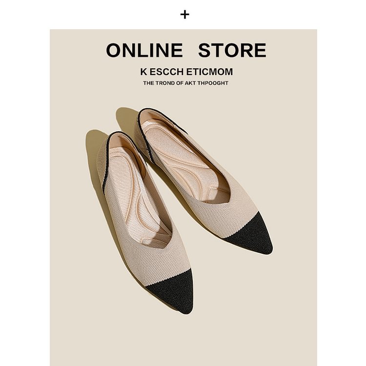 Comfortable Classy Knit Cap Toe Flats-Apricot