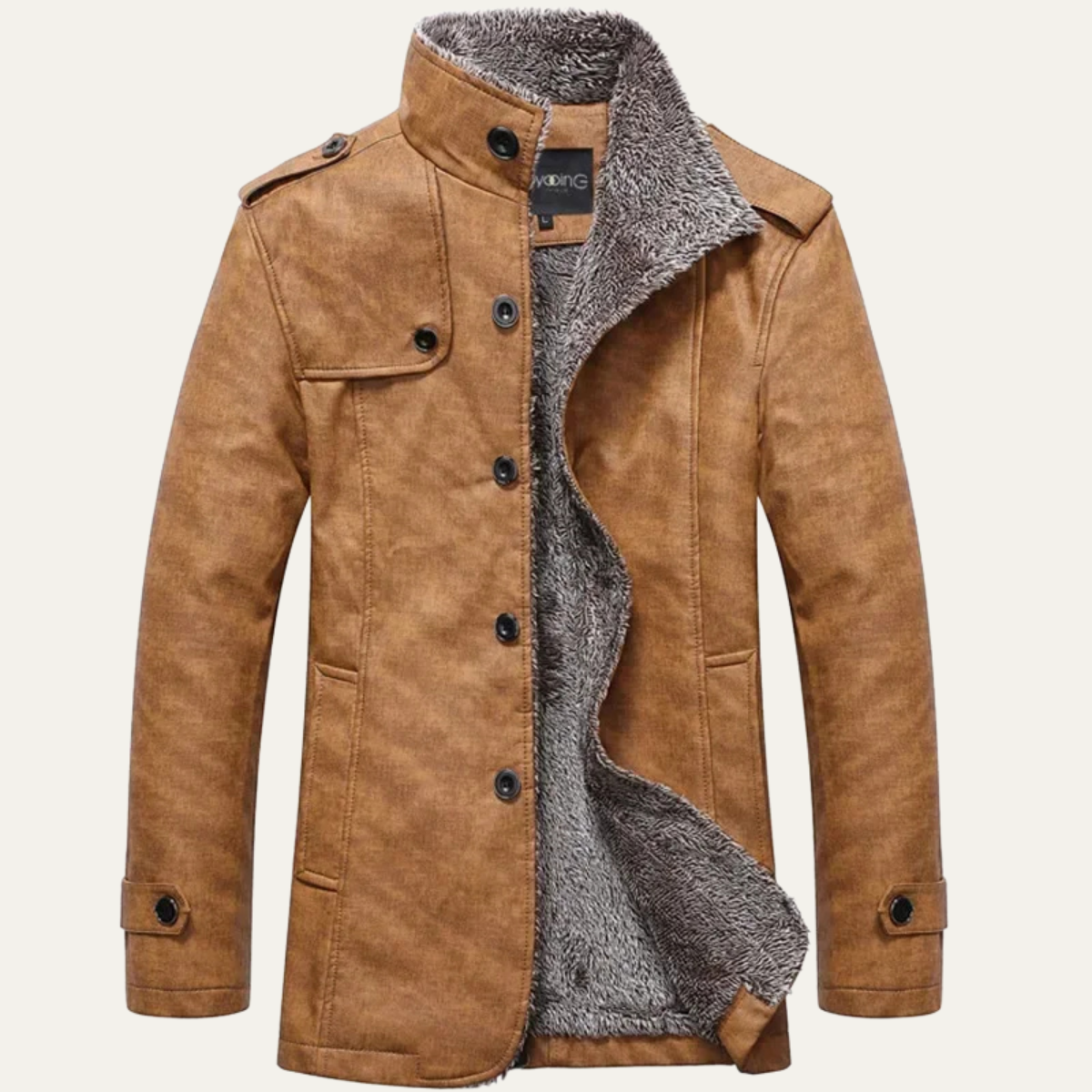 Insulated Mens Leather Fleece Lined Parka Coat - OutfitLondon