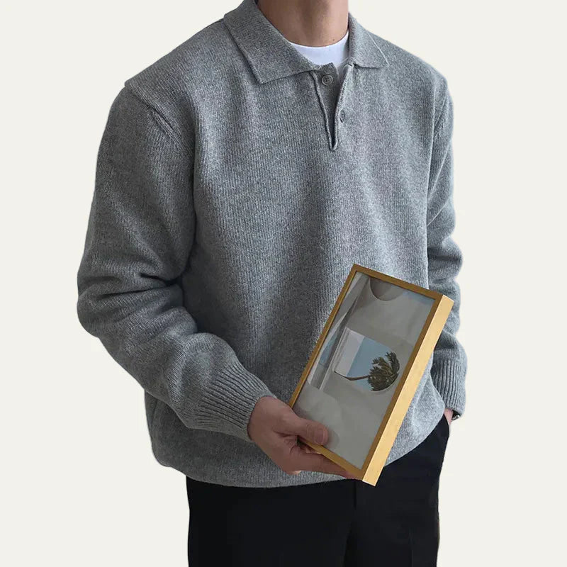 Men's Large Cozy Polo Sweater