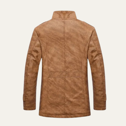 Insulated Mens Leather Fleece Lined Parka Coat