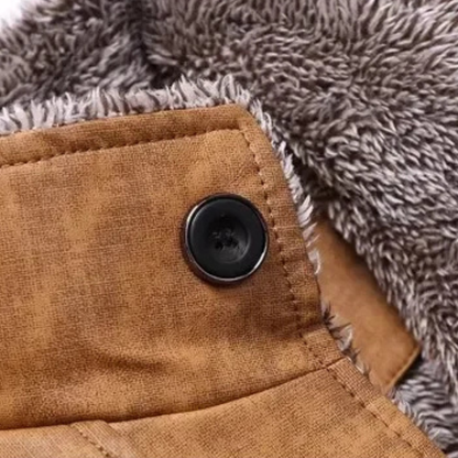 Insulated Mens Leather Fleece Lined Parka Coat