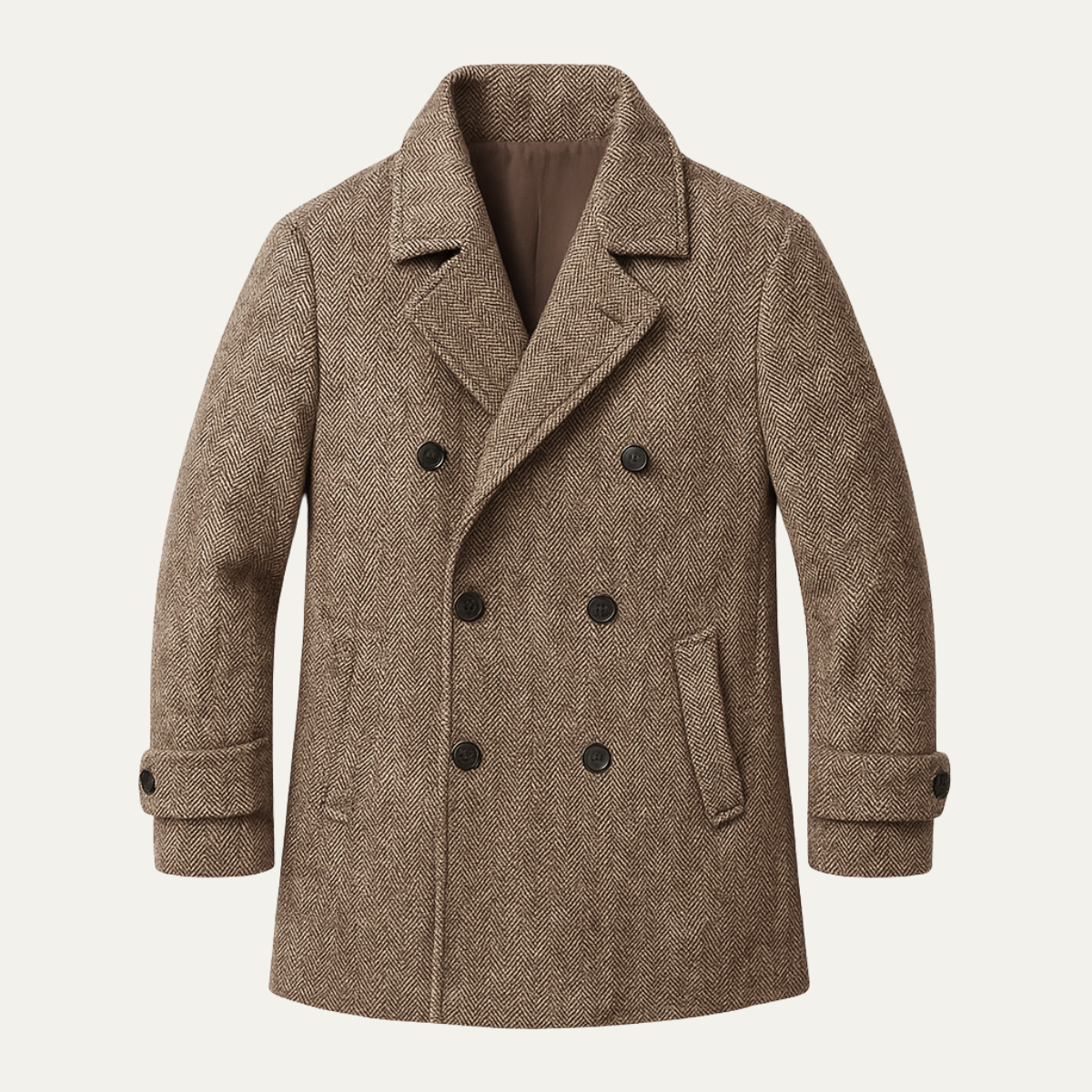Classic Men's Double Breasted Wool Winter Coat - OutfitLondon